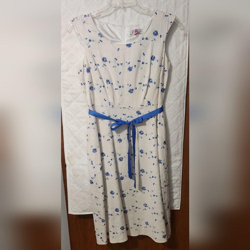 Off white with blue Dress